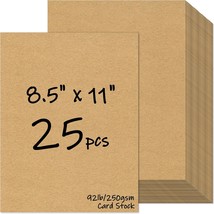 25 Sheets Brown Cardstock 8.5 x 11, 92lb/250gsm Kraft Card Stock Paper, ... - £13.68 GBP