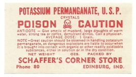 1 Antique Pharmacy Label POTASSIUM PERMAGRANATE Poison Schaffer&#39;s Edinbu... - $28.11