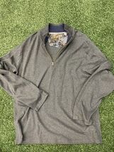 Robert Graham Mens Classic Fit Patterned 1/4 Zip Pullover Gray Sweater S... - $17.40