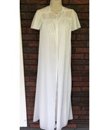 Vintage White Robe Small Duster Button Front Nylon USA Made Aristocraft VTG - £17.08 GBP