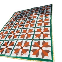 Antique Old Early Tulip Spin Quilt Hand Stitched 94&quot; x 74&quot; VTG 1920s 1930s Dutch - £608.09 GBP