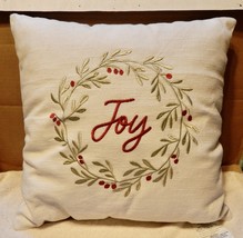 Christmas Pillow Joy 16&quot; x 16&quot; Polyester Fiber Winter Wonder 251Z - $247.28 MXN