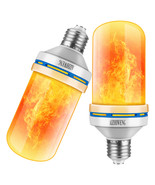 LED Flame Effect Light Bulbs (2 Pack) Flickering Faux Flames 4 Dimmable Modes - $13.94