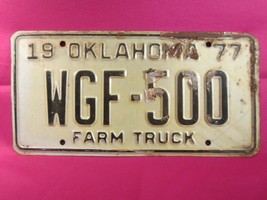 LICENSE PLATE Farm Truck 1977 OKLAHOMA WGF 500 [N14] - $13.44