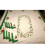 Christmas Tablecloth and (8) Matching Napkin&#39;s Vintage MCM Pointsett - €112,87 EUR