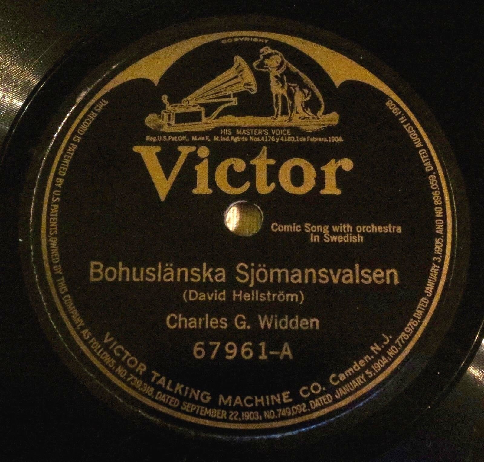 Charles G. Widden - Bohuslänska Sjömansvalsen / Soldatgossen - Victor 67... - $8.65