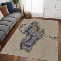 5&#39; X 8&#39; Tan and Brown Wool Abstract Hand Tufted Area Rug - £709.34 GBP+