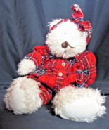 Boyds Bears Cream 16&quot; in Red Plaid Flannel Pajamas Investment Collectables - £18.97 GBP