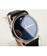 *Movado Silver Tone 01.1.14.6000 Leather Black Band Quartz Men&#39;s Watch - $317.42