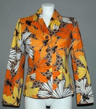 HARVE BENARD Colorful Large Flowers Leopard Accents Lined Blazer Jacket ... - £26.37 GBP