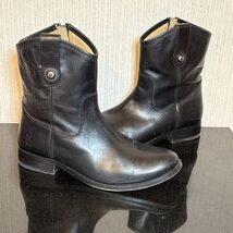 Frye Melissa Button Short Boots Womens 7 B Black Leather Biker Moto Ankl... - €49,44 EUR