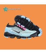 New Nike Air VaporMax Flyknit 2019 Men&#39;s Light blue black pink Comfortab... - £123.29 GBP