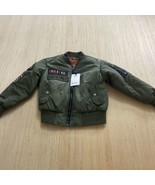 Kids&#39; Military Patch Bomber Jacket In Mallard Green Size 4 New Zipper Po... - $53.22