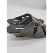 Donald J. Pliner Hizzy Sandals 10M Womens Tortoise Green Grey Wedge Slides - $25.63