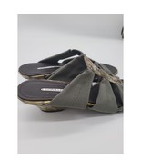 Donald J. Pliner Hizzy Sandals 10M Womens Tortoise Green Grey Wedge Slides - £20.07 GBP