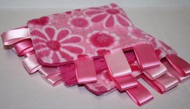Pink Daisy Flower Baby Girls Security Blanket 11&quot; Minky Dots Silky Ribbo... - $8.77