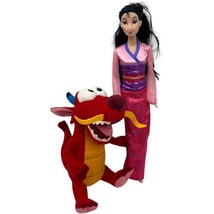 Disney Store 11&quot; Mulan Doll &amp; Mushu Dragon Bean Bag Plush Stuffed Animal - £11.22 GBP