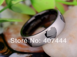 Free Shipping Hot Sales 8MM Black Dome Love Hearts Men&#39;s The New Ring Tungsten C - £30.94 GBP