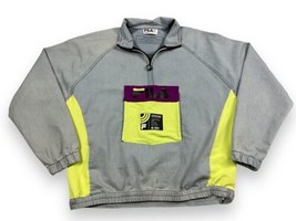 Fila Archive Revival Throwback Pullover Jacket Gray Neon Yellow Purple Sz M - £19.10 GBP