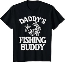 Kids Daddys Fishing Buddy Cute Girls Boys Son Kids Toddler Youth T-Shirt - $15.99+