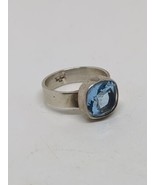 Sterling Silver 925 Blue Glass Ring Size 7 - $24.99