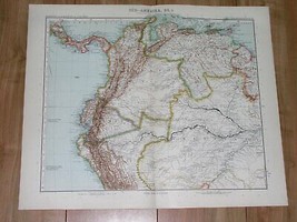 1912 Antique Map Of Panama Colombia Venezuela Ecuador Peru Brazil Amazon River - £21.22 GBP