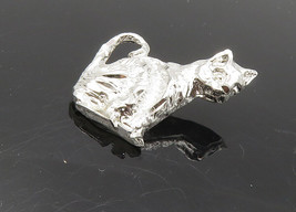 925 Sterling Silver - Vintage Shiny Petite Sitting Cat Motif Pendant - PT7795 - £22.09 GBP