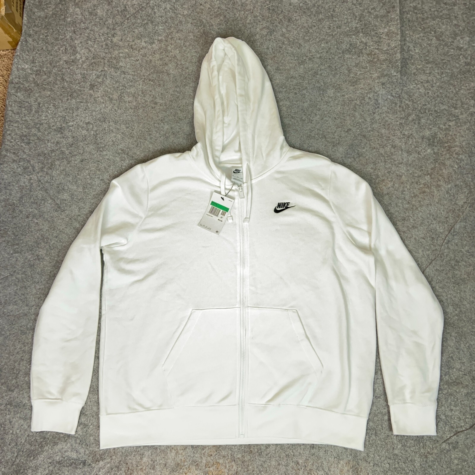 Nike Womens Sweatshirt Extra Large White Black Sportswear Club Fleece Zi... - $34.98