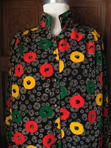Vintage Yea Sin Fashion Multi Color Geometric Button Front L/S Blouse  S... - £15.96 GBP