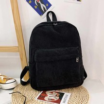 Fashion Corduroy Backpack Style Soft Fabric Female Pure Colour Student Bag Schoo - £21.69 GBP