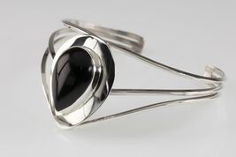 Navajo Sterling Silver Onyx Cuff Bracelet Gorgeous! - $198.00