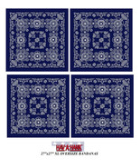 4 Hav-A-Hank XL BIG OVER SIZE BLUE PAISLEY 27&quot; BANDANA Head Wrap Face Ma... - $23.99