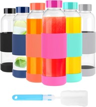 18 Oz Glass Bottles With Lids, Reusable Glass Water Bottles With, Set Of 6 - $41.98
