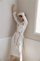 Elegant white back slit dress: 3D florals elasticity lace pleats ruffle ... - £45.71 GBP