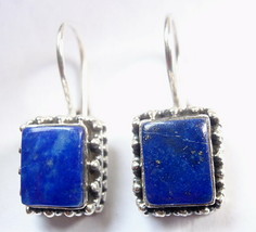 Lapis Silver Dot Accents 925 Sterling Silver Wire Back Earrings - £18.04 GBP