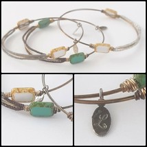 3 Copper Wire Wrapped Glass Faux Stone &amp; Seed Bead Bracelets - £11.53 GBP