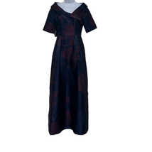 Kay Unger Womens 6 Bridesmaid Prom Formal Maxi Dress Navy Floral V Neck NWOT - £87.89 GBP
