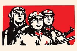 Three Proud Soldiers on Red by Chinese Government - Art Print - £17.57 GBP+