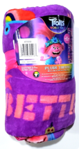 Dreamworks Trolls World Tour Plush Throw 46 X 60 Inch Colorful Purple Pink - $30.99