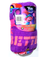 Dreamworks Trolls World Tour Plush Throw 46 X 60 Inch Colorful Purple Pink - $585.59 MXN