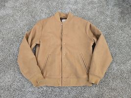 Old Navy Wool Blend Varsity Bomber Jacket Mens Sz Medium Camel Tan Stree... - $47.52