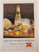 Vintage 1961 Miller High Life &quot;The Champagne Of Bottle Beer&quot; Print Ad - £6.72 GBP