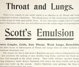 1894 Scott&#39;s Emulsion Quack Medicine Victorian Medical Advertisement NYC... - £11.01 GBP