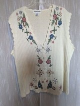 VTG Alfred Dunner Sweater Vest Womens Size XL Cardigan Floral  Embroider... - £21.65 GBP