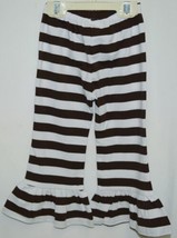 Blanks Boutique Girls Brown White Stripe Ruffle Pants Size 2T - £11.00 GBP