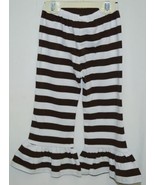 Blanks Boutique Girls Brown White Stripe Ruffle Pants Size 2T - $13.99