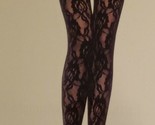 Leg Avenue ~ Black ~ Women&#39;s One Size ~ Rose Lace Stockings w/Lace Top ~... - $22.44