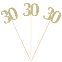 Pack Of 10 Gold Glitter 30Th Birthday Centerpiece Sticks Number 30 Table Topper  - £11.94 GBP