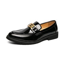 Brand Men&#39;s leather Shoes Office Shoes Men Flats Patent Leather Gold Glitter wed - £44.54 GBP