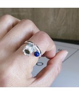 Lapis lazuli ring flower real 925 sterling silver gift size 5 6 7 8 - £26.79 GBP